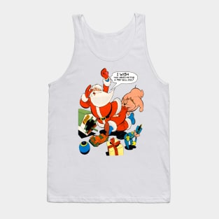 angry dog bites santa claus on merry christmas Retro Comic Vintage Tank Top